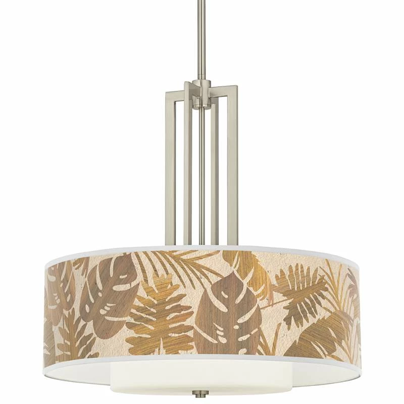 Tropical Woodwork Carey 24" Brushed Nickel 4-Light Chandelier 3 Tropical Woodwork Carey 24" Brushed Nickel 4-Light Chandelier