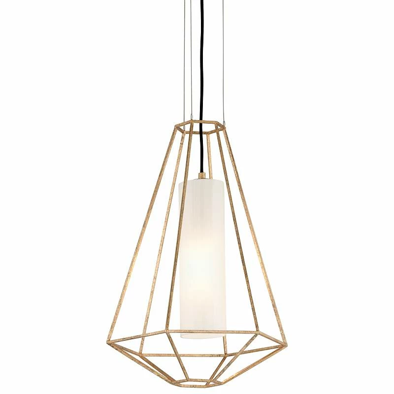 Troy Silhouette 16" Gold And White Glass Modern Geometric Pendant 4 Troy Silhouette 16" Gold And White Glass Modern Geometric Pendant - Image 2