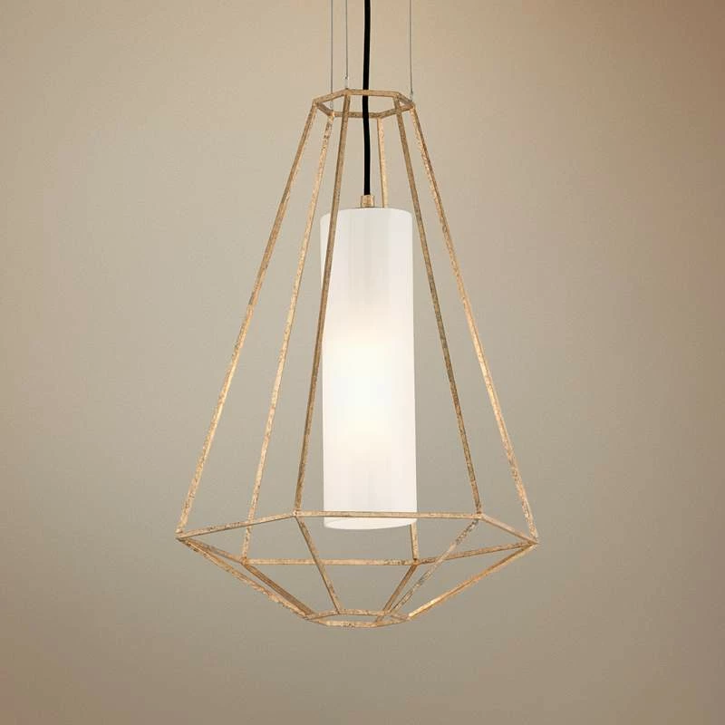 Troy Silhouette 16" Gold And White Glass Modern Geometric Pendant 3 Troy Silhouette 16" Gold And White Glass Modern Geometric Pendant