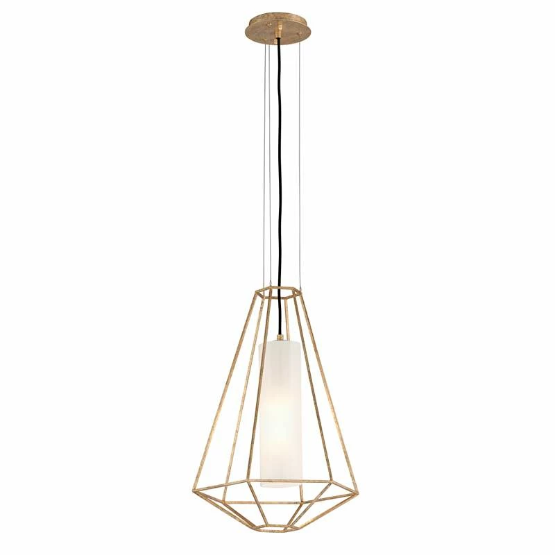 Troy Silhouette 16" Gold And White Glass Modern Geometric Pendant 5 Troy Silhouette 16" Gold And White Glass Modern Geometric Pendant - Image 3