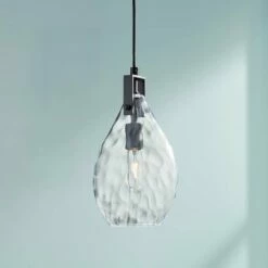 Uttermost Campester 9" Wide Black And Clear Mini Pendant