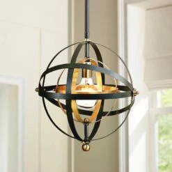 Uttermost Rondure 15" Wide Bronze And Brass Orb Pendant