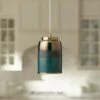 Vapor 8 1/2" Wide Aqua Metallic Glass Medium Mini Pendant