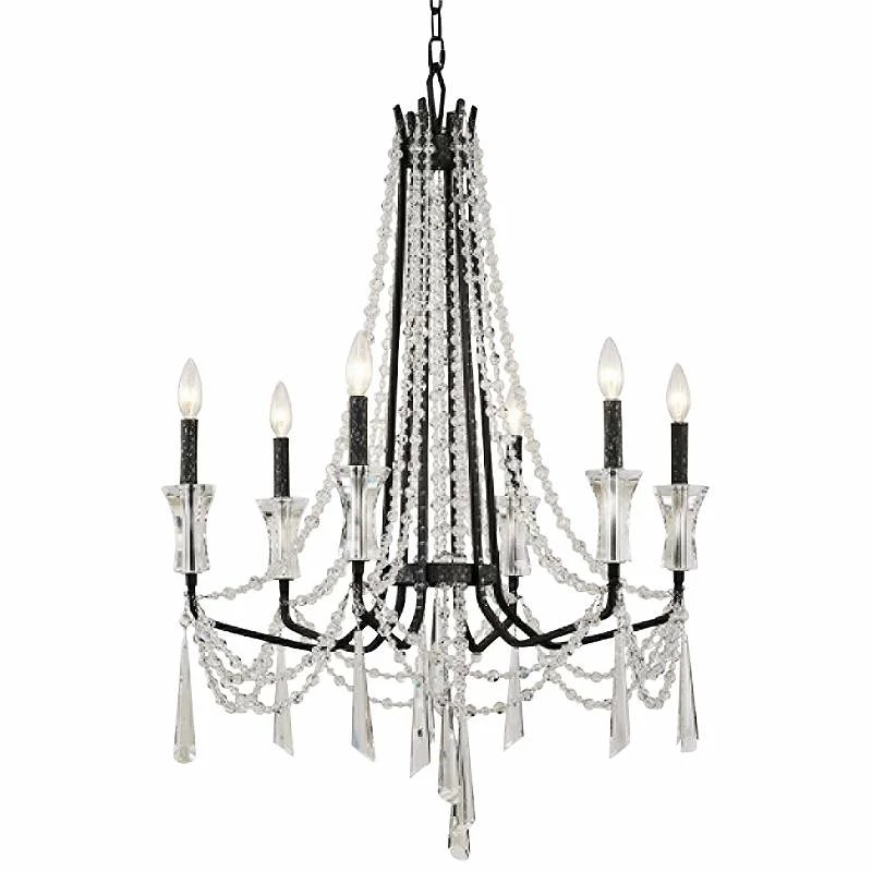 Varaluz Barcelona 27" Wide Onyx Crystal 6-Light Chandelier 3 Varaluz Barcelona 27" Wide Onyx Crystal 6-Light Chandelier