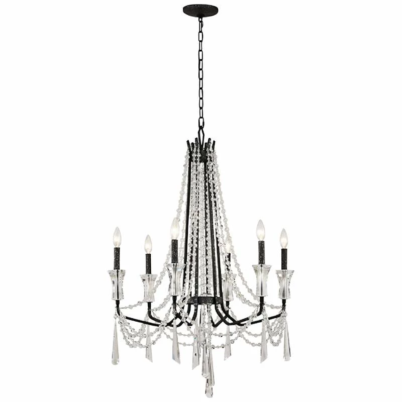 Varaluz Barcelona 27" Wide Onyx Crystal 6-Light Chandelier 6 Varaluz Barcelona 27" Wide Onyx Crystal 6-Light Chandelier - Image 4