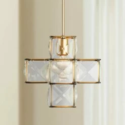Varaluz Cubic 12"W Calypso Gold And Crystal Mini Pendant
