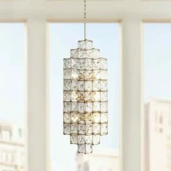 Varaluz Cubic 18 1/2"W Calypso Gold W/ Crystal Foyer Pendant