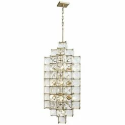 Varaluz Cubic 18 1/2"W Calypso Gold W/ Crystal Foyer Pendant -Lighting Sales Shop varaluz cubic 18 and one half inchw calypso gold w crystal foyer pendant 69p47views1