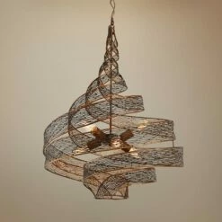 Varaluz Flow 26" Wide Hammered Ore Twist 6-Light Modern Pendant