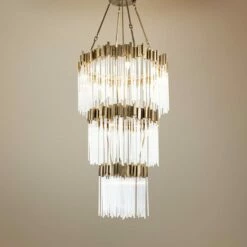 Varaluz Matrix 30"W Havana Gold And Fluted Glass Chandelier