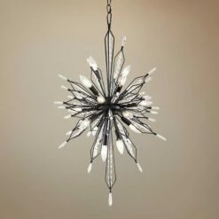 Varaluz Orbital 20" Wide Carbon And Crystal Foyer Pendant