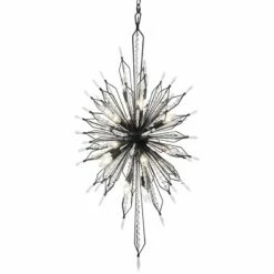 Varaluz Orbital 24" Black And Crystal 20-Light Modern Foyer Chandelier