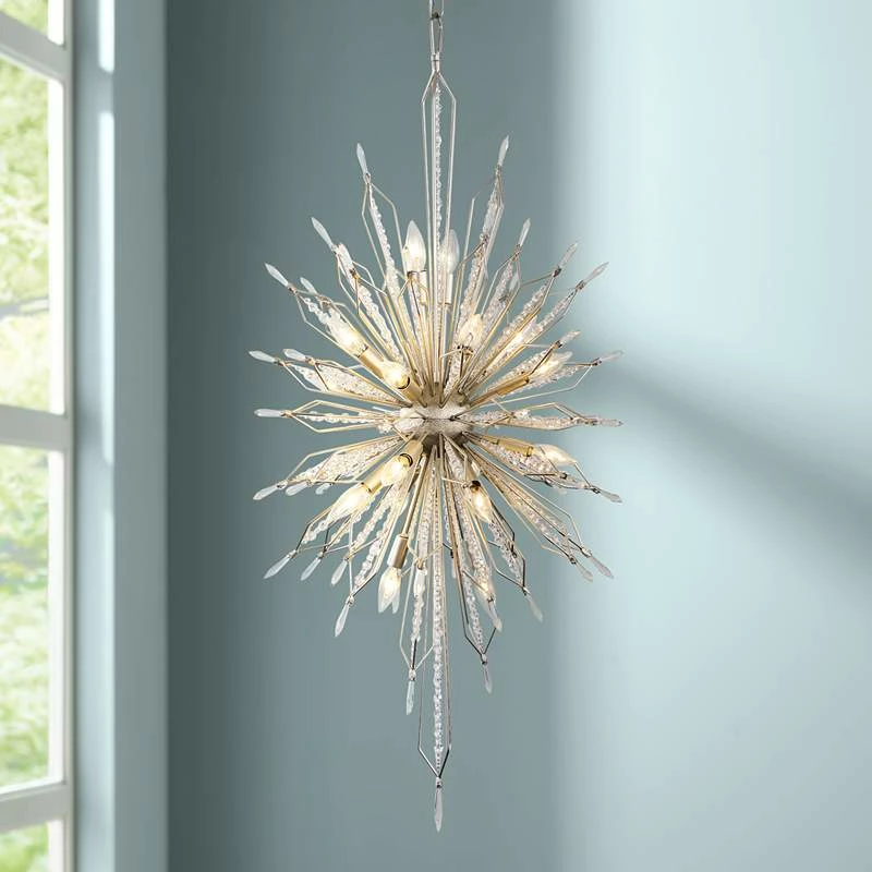 Varaluz Orbital 24" Wide Gold Dust And Crystal Foyer Pendant 3 Varaluz Orbital 24" Wide Gold Dust And Crystal Foyer Pendant