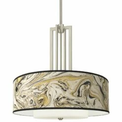 Venetian Marble Carey 24" Brushed Nickel 4-Light Chandelier
