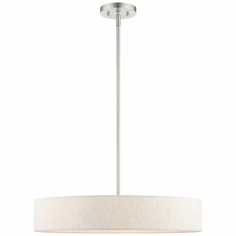 Venlo 22" Wide Brushed Nickel Drum Pendant Light 6 Venlo 22" Wide Brushed Nickel Drum Pendant Light - Image 4