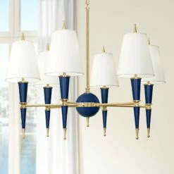 Jonathan Adler Versailles 36 3/4"W Fondine Shade Navy Lacquer Chandelier