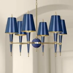 Jonathan Adler Versailles 36 3/4"W Navy Lacquer And Navy Shade Chandelier