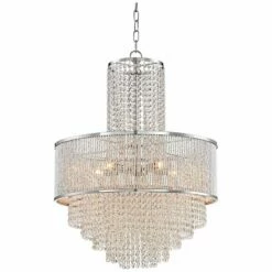 Vienna Full Spectrum Pioggia Chrome 23 1/2" Wide Crystal Chandelier -Lighting Sales Shop vienna full spectrum pioggia chrome 23 and one half inch wide crystal chandelier 8g405