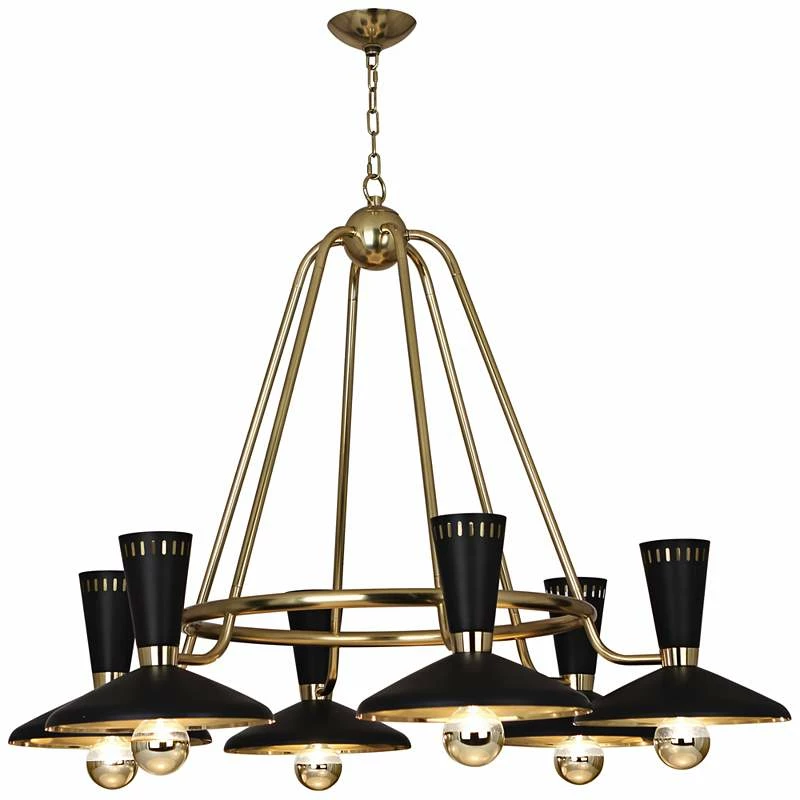 Vortex 46 1/4"W Modern Brass And Black 6-Light Chandelier 4 Vortex 46 1/4"W Modern Brass And Black 6-Light Chandelier - Image 2