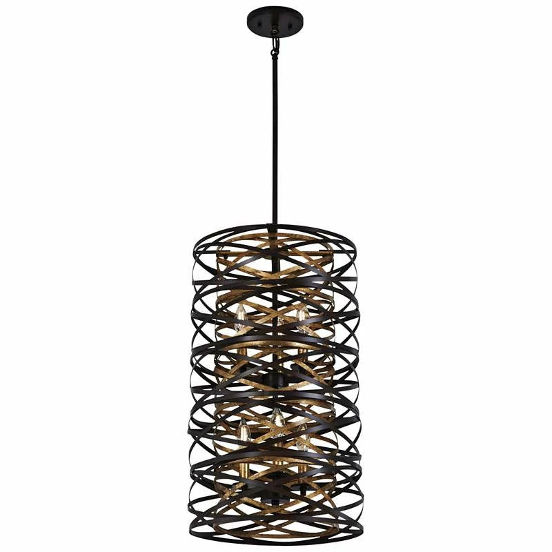Vortic Flow 14"W Dark Bronze And Mosaic Gold 6-Light Pendant 4 Vortic Flow 14"W Dark Bronze And Mosaic Gold 6-Light Pendant - Image 2