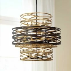 Vortic Flow 30" Wide Dark Bronze And Gold 18-Light Chandelier