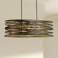 Vortic Flow 40"W Bronze Gold Kitchen Island Light Pendant