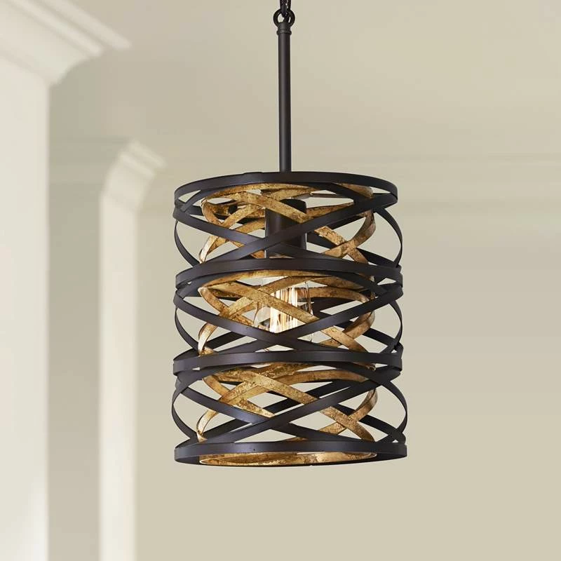 Vortic Flow 8 1/2"W Dark Bronze And Mosaic Gold Mini Pendant 3 Vortic Flow 8 1/2"W Dark Bronze And Mosaic Gold Mini Pendant