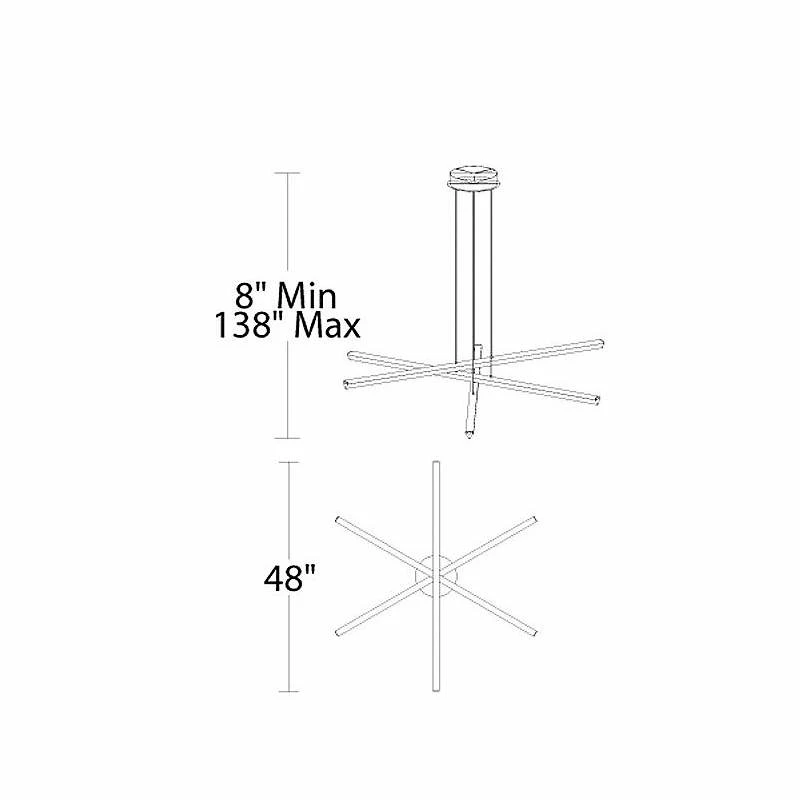 WAC Stack 48" Wide 3-Light Brushed Aluminum Modern Linear Arm Pendant 5 WAC Stack 48" Wide 3-Light Brushed Aluminum Modern Linear Arm Pendant - Image 3