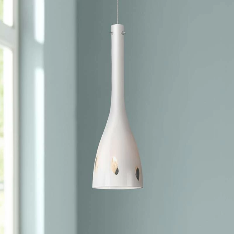 White Glass 4 1/4"W Brushed Steel Low Voltage Mini Pendant 3 White Glass 4 1/4"W Brushed Steel Low Voltage Mini Pendant