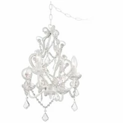 White With Crystal Accents Plug-In Swag Chandelier 10 White With Crystal Accents Plug-In Swag Chandelier -Lighting Sales Shop white with crystal accents plug in swag chandelier p5787views2