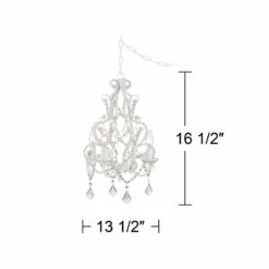 White With Crystal Accents Plug-In Swag Chandelier 11 White With Crystal Accents Plug-In Swag Chandelier -Lighting Sales Shop white with crystal accents plug in swag chandelier p5787views3