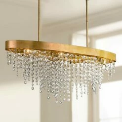 Winham 36"W Gold And Crystal Kitchen Island Light Chandelier