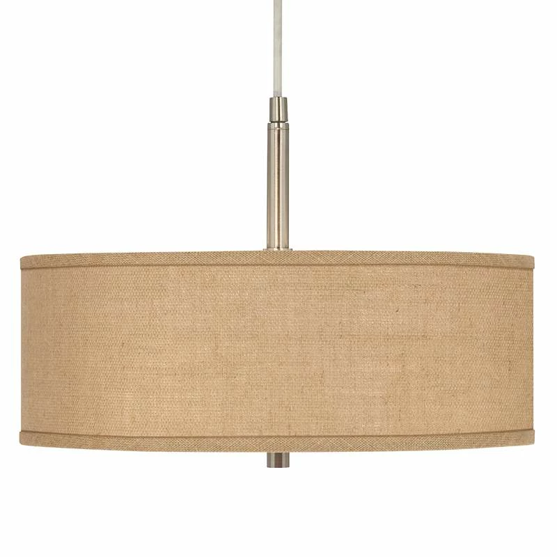 Woven Burlap 16" Wide Pendant Chandelier 4 Woven Burlap 16" Wide Pendant Chandelier - Image 2