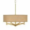 Woven Burlap Ava 6-Light Gold Pendant Chandelier