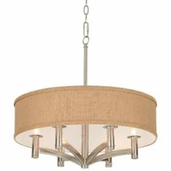 Woven Burlap Ava 6-Light Nickel Pendant Chandelier -Lighting Sales Shop woven burlap ava 6 light nickel pendant chandelier 9k797views1