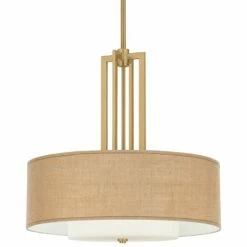 Woven Burlap Carey 24" Gold 4-Light Chandelier