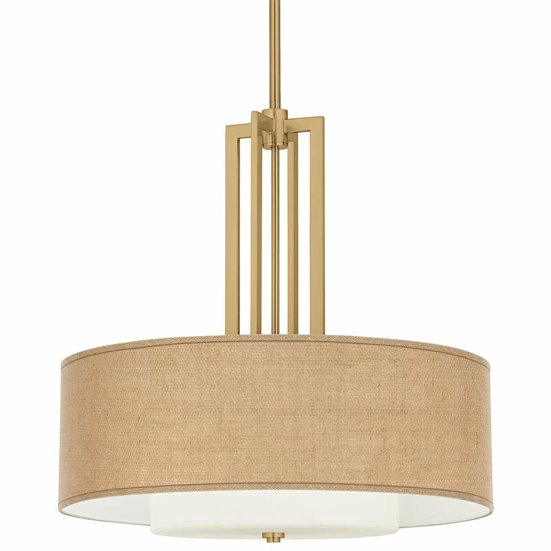 Woven Burlap Carey 24" Gold 4-Light Chandelier 3 Woven Burlap Carey 24" Gold 4-Light Chandelier