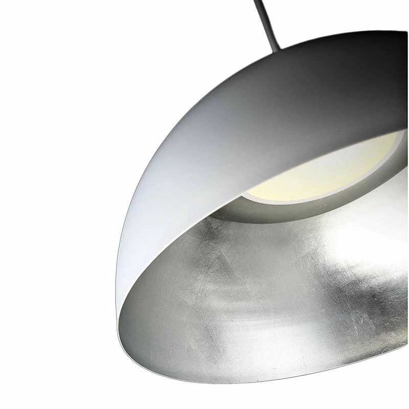 Yolo 18" Wide White And Silver Leaf LED Pendant Light 4 Yolo 18" Wide White And Silver Leaf LED Pendant Light - Image 2