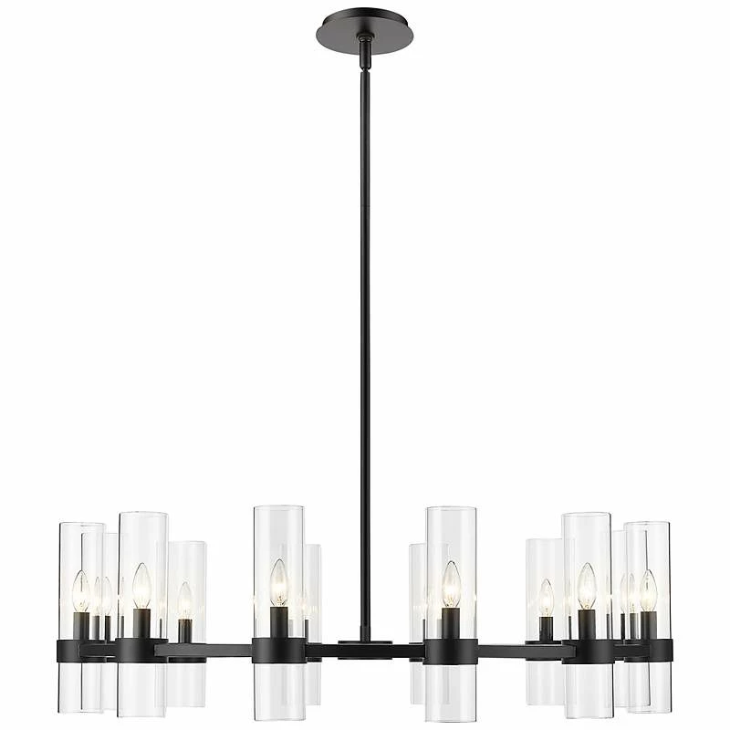 Z-Lite Datus 43.5" Wide 12-Light Matte Black Modern Ring Chandelier 7 Z-Lite Datus 43.5" Wide 12-Light Matte Black Modern Ring Chandelier - Image 5