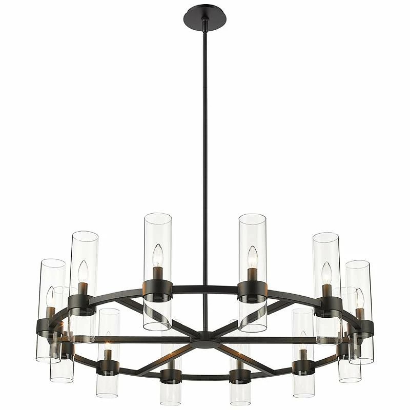 Z-Lite Datus 43.5" Wide 12-Light Matte Black Modern Ring Chandelier 8 Z-Lite Datus 43.5" Wide 12-Light Matte Black Modern Ring Chandelier - Image 6