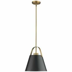 Z-Lite Studio 12.5" Wide Matte Black And Heritage Brass Modern Pendant -Lighting Sales Shop z lite studio 12 5 inch wide matte black and heritage brass modern pendant 736d4views3