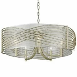 Golden Lighting Zara 25 3/4" Wide White Gold 5-Light Drum Chandelier -Lighting Sales Shop zara 25 and three quarter inch wide white gold 5 light drum chandelier 60k68views2