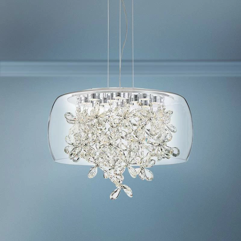 Zeev Destiny 20" Wide Chrome And Glass LED Pendant Light 3 Zeev Destiny 20" Wide Chrome And Glass LED Pendant Light