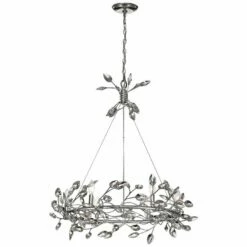 Lighting Sales Shop -Lighting Sales Shop zeev misthaven 32 inchw silver leaf crystal 6 light chandelier 78y01