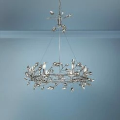 Lighting Sales Shop 23 Zeev Misthaven 32"W Silver Leaf Crystal 6-Light Chandelier