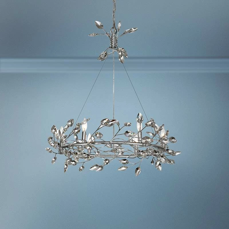 Zeev Misthaven 32"W Silver Leaf Crystal 6-Light Chandelier 3 Zeev Misthaven 32"W Silver Leaf Crystal 6-Light Chandelier