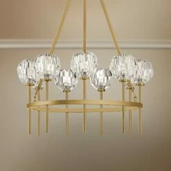 Lighting Sales Shop 21 Zeev Parisian 26" Wide Aged Brass 9-Light Round Chandelier