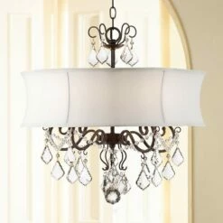 Lighting Sales Shop 11 Zula White Shade 22" Wide Crystal Chandelier