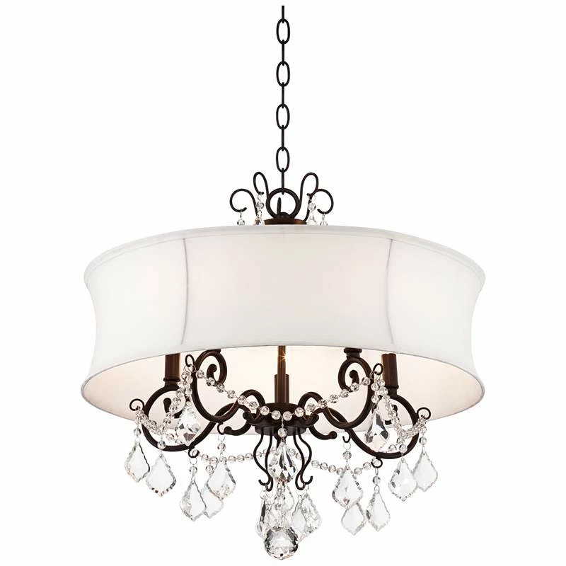 Zula White Shade 22" Wide Crystal Chandelier 7 Zula White Shade 22" Wide Crystal Chandelier - Image 5