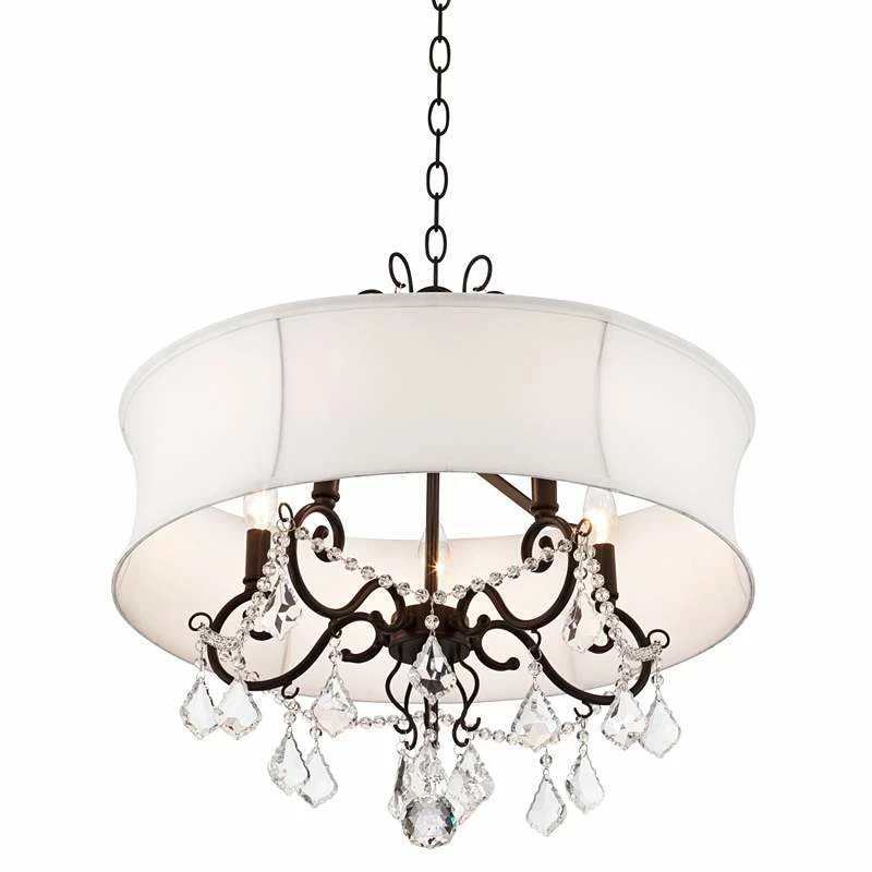 Zula White Shade 22" Wide Crystal Chandelier 8 Zula White Shade 22" Wide Crystal Chandelier - Image 6